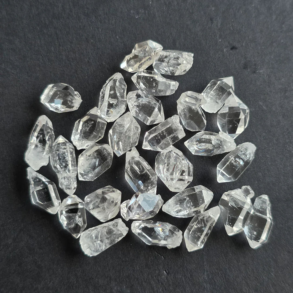 Raw herkimer diamond quartz crystals with natural double terminations