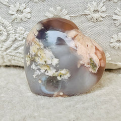 Agate corail fleur gris/bleu