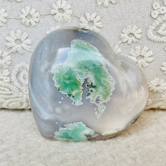 Agate corail fleur verte