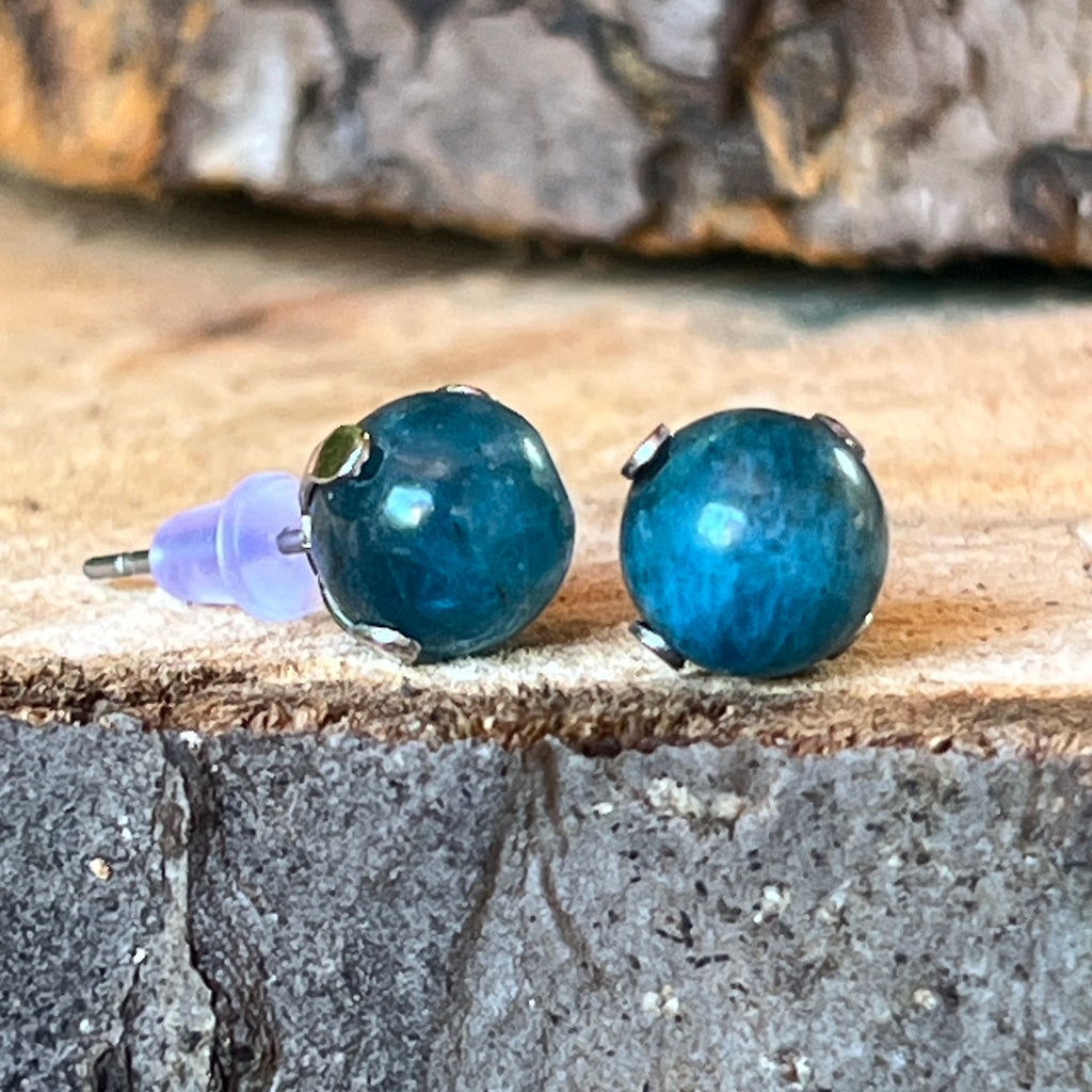 Cercei stud sfere apatit 8 mm, pietre semipretioase - druzy.ro 2 