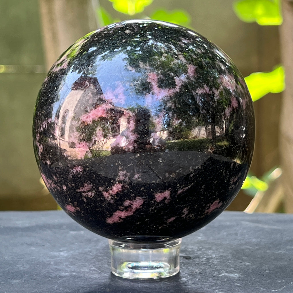 Sfera rodonit Madagascar model 1, pietre semipretioase - druzy.ro 2 