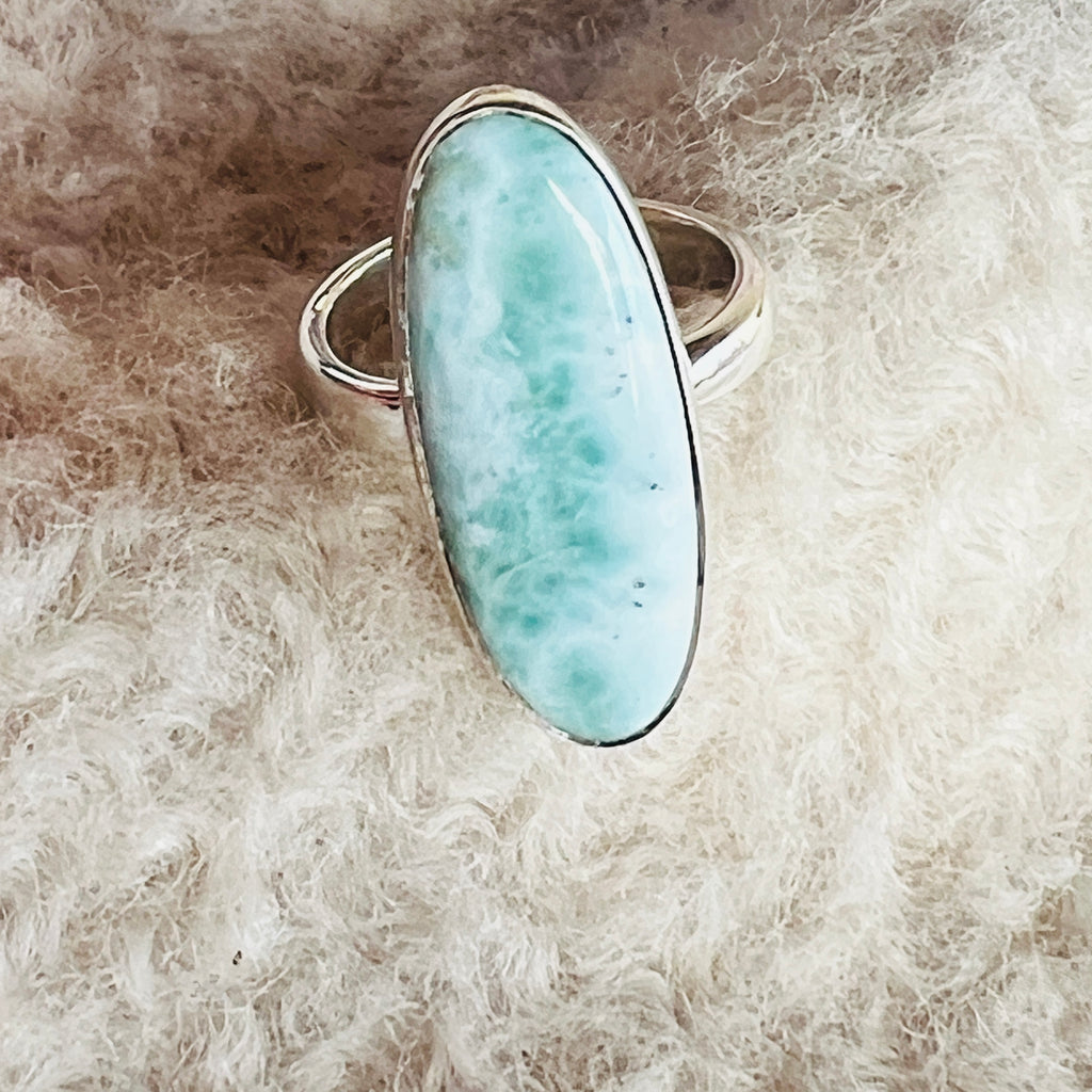 Inel ajustabil cu piatra larimar din argint model 4, pietre semipretioase - druzy.ro 2 