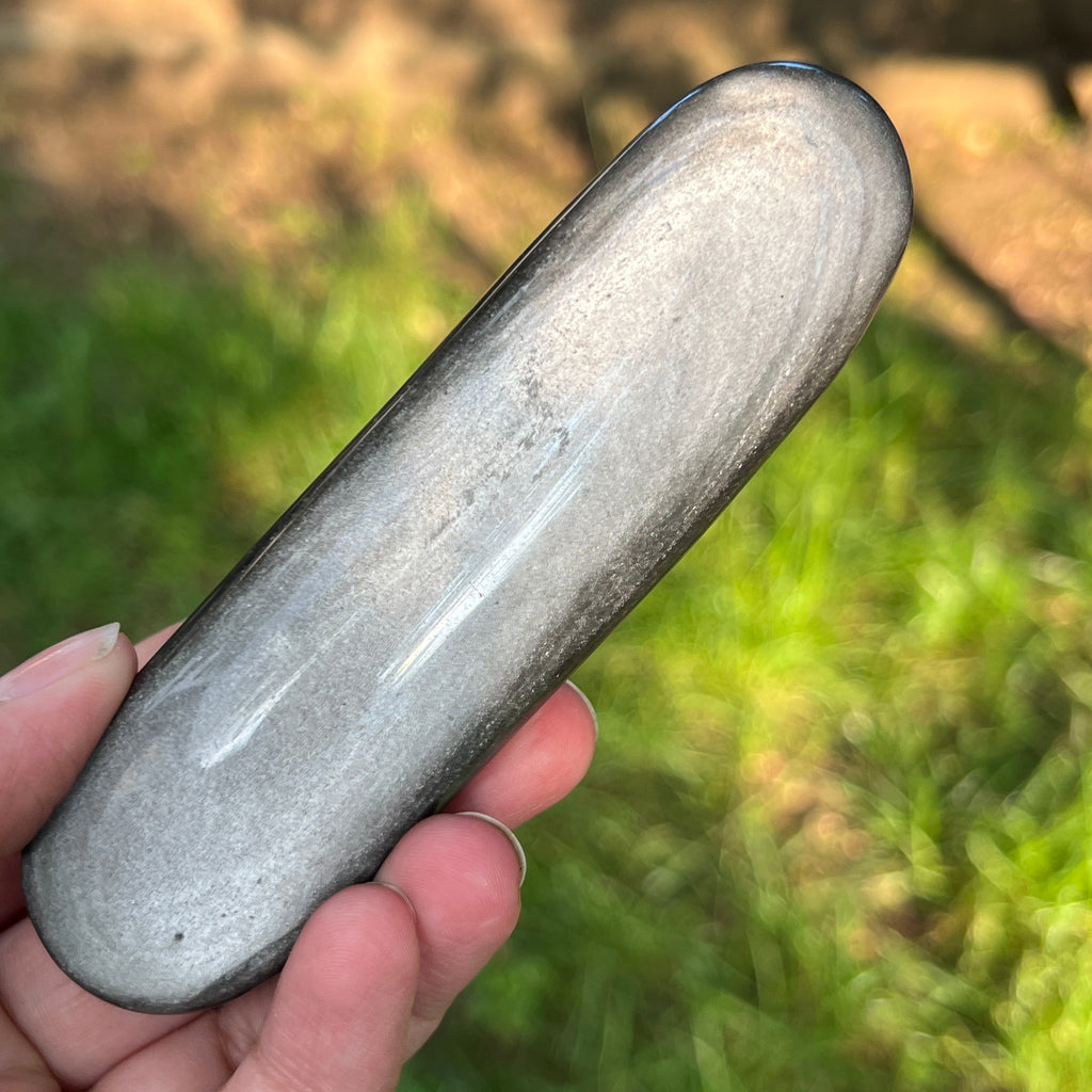 Obsidian argintiu palmstone model 12, pietre semipretioase - druzy.ro 4 
