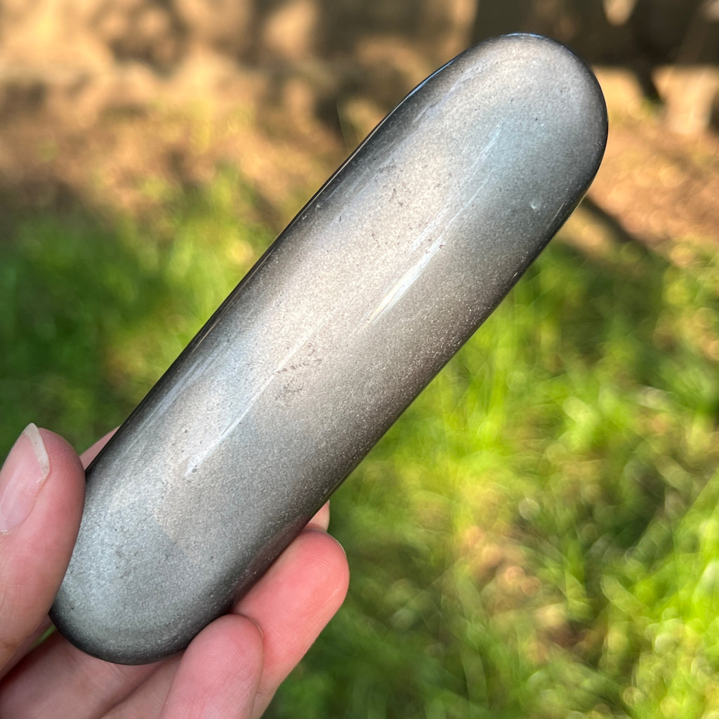 Obsidian argintiu palmstone model 12, pietre semipretioase - druzy.ro 1 