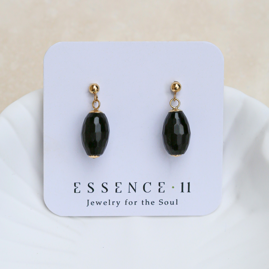 Cercei onix fatetat, aur filat - Whisper of Strength #2, pietre semipretioase - druzy.ro 2 