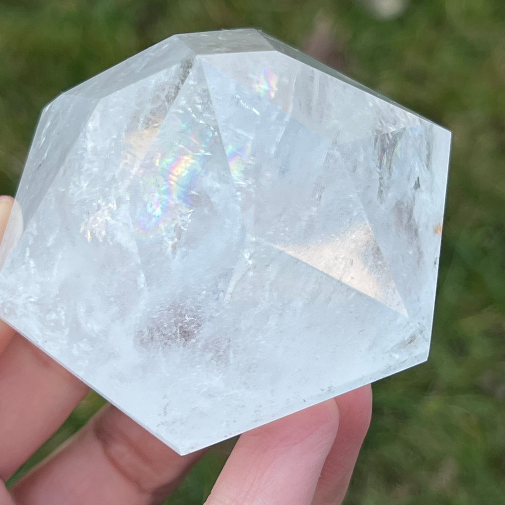 Cuart curcubeu forma diamant cristal de stanca/cuart incolor model 4A, druzy.ro, cristale 4