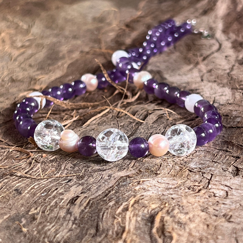 Colier ametist, jad, perle si cuart Serenity#18, pietre semipretioase - druzy.ro 3 