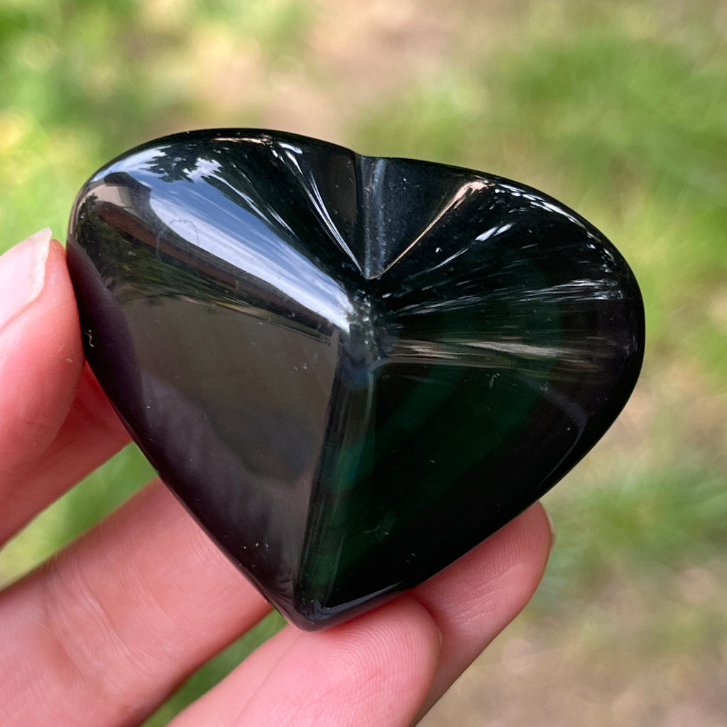 Obsidian curcubeu inima model 8, pietre semipretioase - druzy.ro 2 