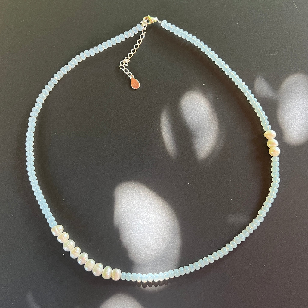 Colier opalit fațetat și perle Light #56, pietre semipretioase - druzy.ro 1 
