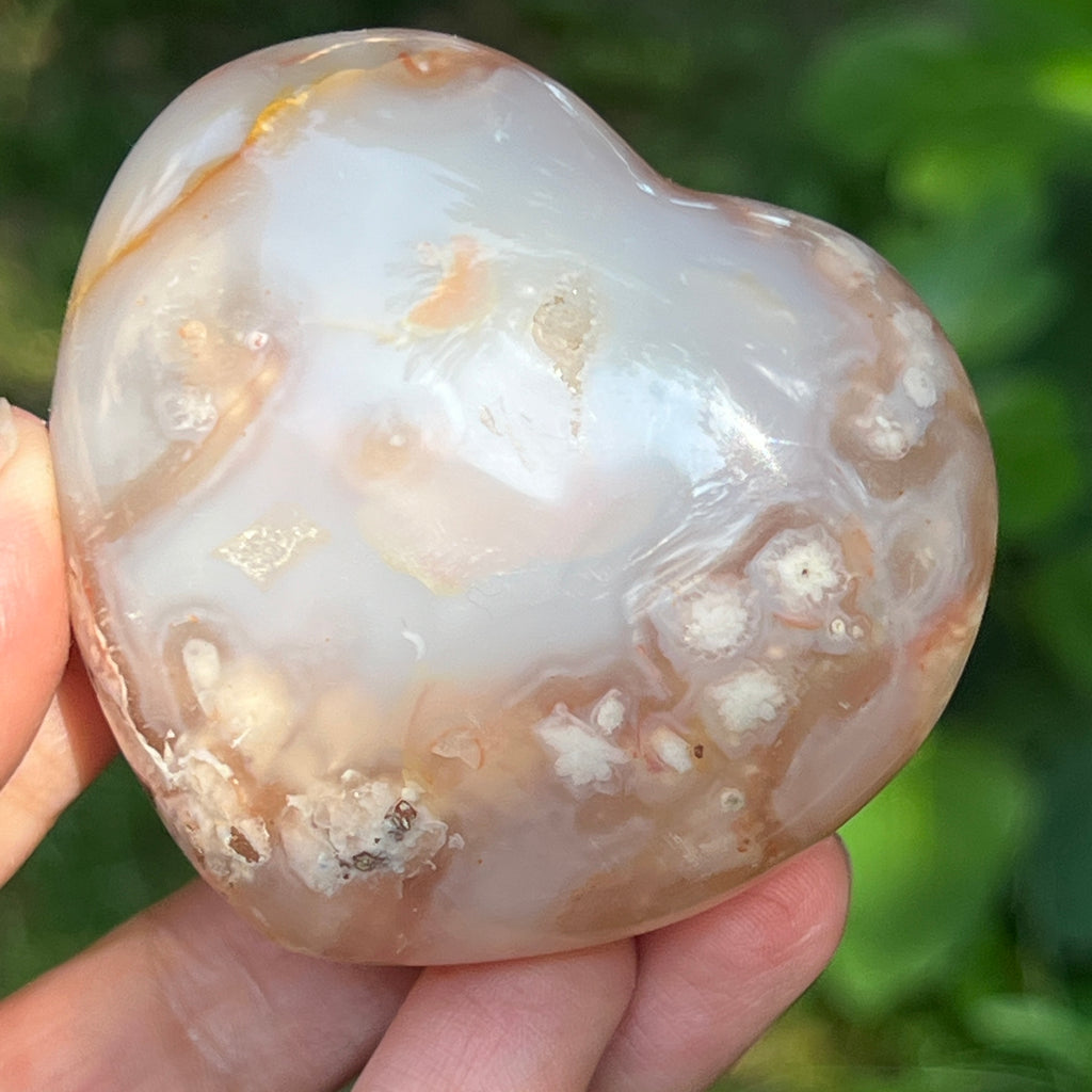 Inima agat coral floare gri m5, pietre semipretioase - druzy.ro 2 