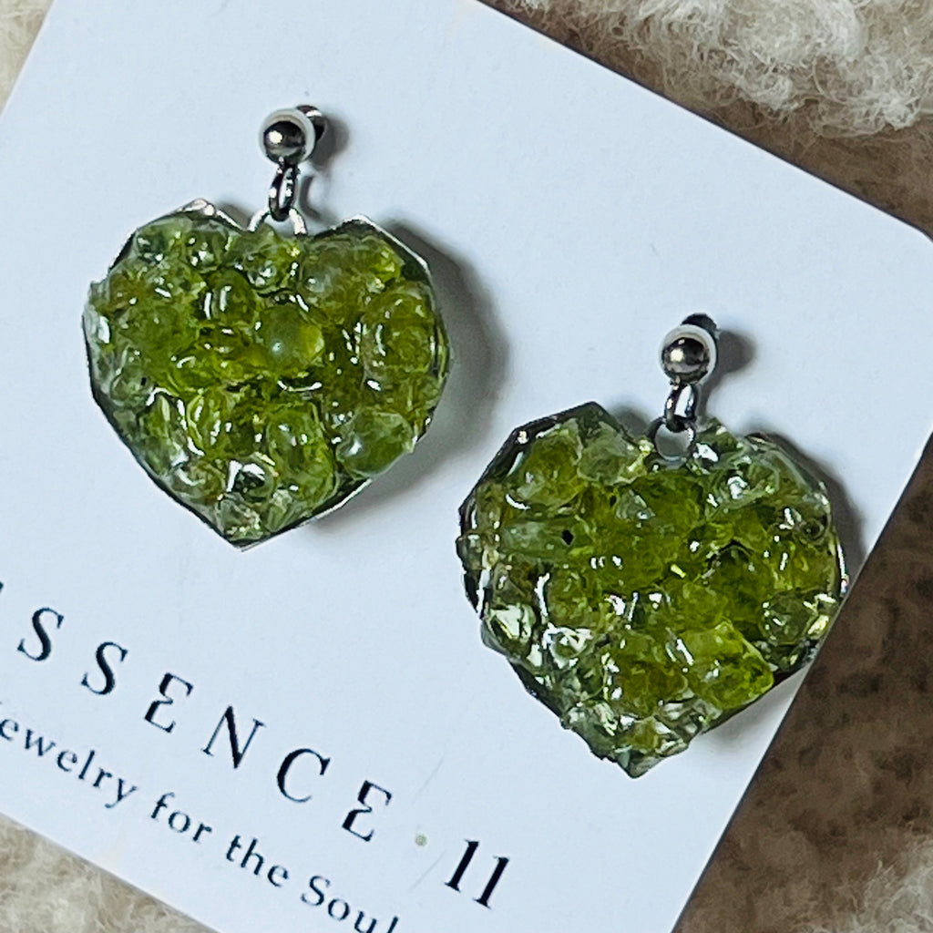 Cercei peridot Hearts, druzy.ro, pietre semipretioase 1