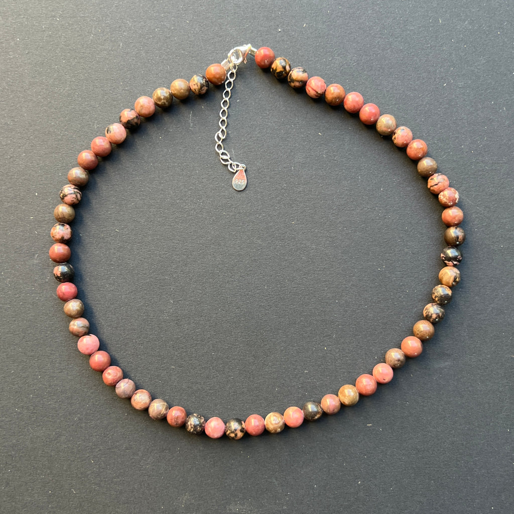 Colier rodonit Heartroot #103, pietre semipretioase - druzy.ro 1 
