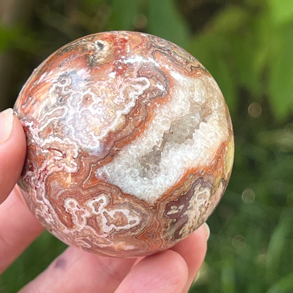 Sfera agat Crazy Lace model 1, pietre semipretioase - druzy.ro 3 