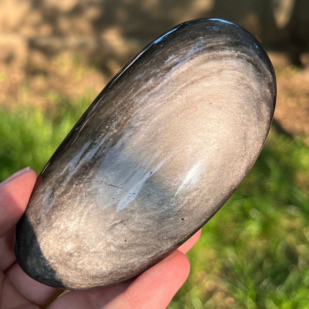 Obsidian argintiu palmstone model 13, pietre semipretioase - druzy.ro 1 