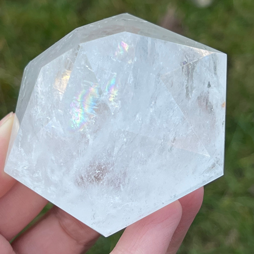 Cuart curcubeu forma diamant cristal de stanca/cuart incolor model 4A, druzy.ro, cristale 8