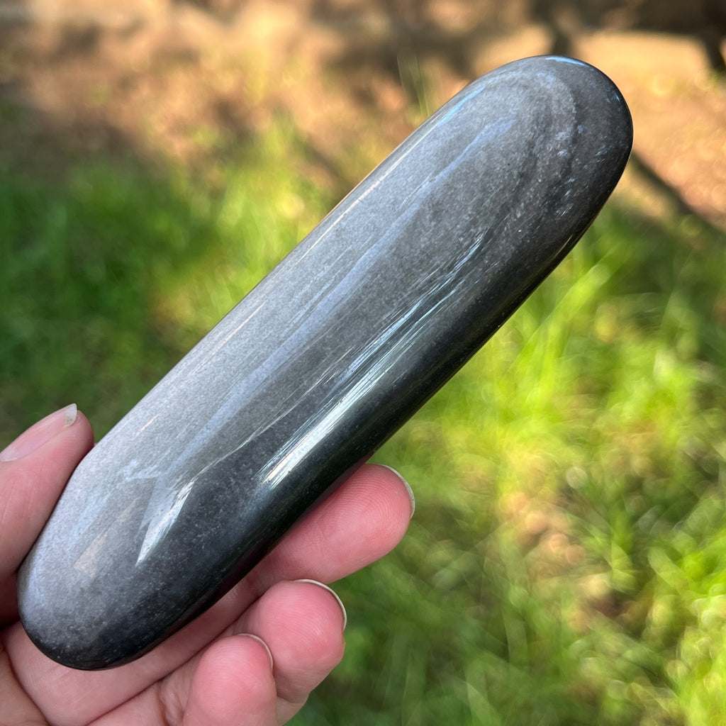 Obsidian argintiu palmstone model 12, pietre semipretioase - druzy.ro 6 