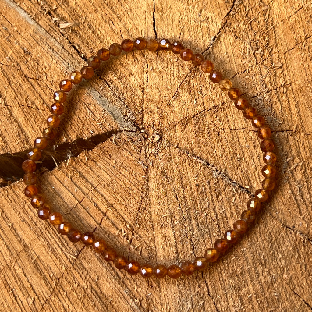 Bratara granat portocaliu fatetat 3 mm, pietre semipretioase - druzy.ro 2 