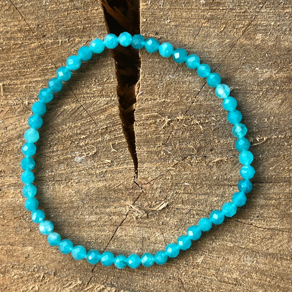 Bratara fatetata  agat albastru 4 mm, pietre semipretioase - druzy.ro 3 