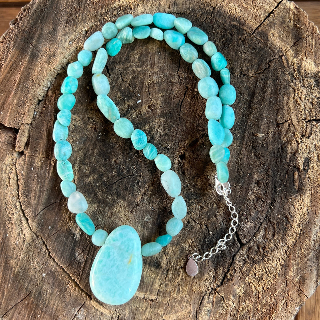 Colier amazonit natural Wave #49, pietre semipretioase - druzy.ro 1 