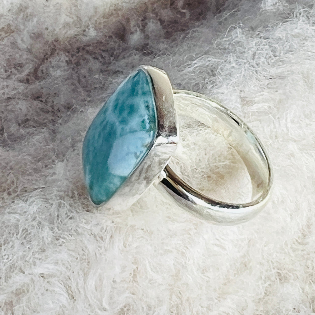 Inel ajustabil cu piatra larimar din argint model 2, pietre semipretioase - druzy.ro 4 