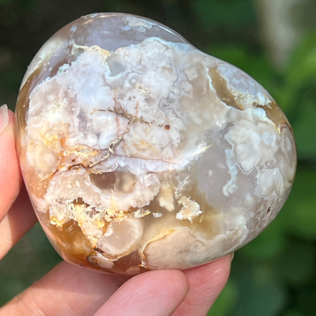 Inima agat coral floare gri m4, pietre semipretioase - druzy.ro 2 