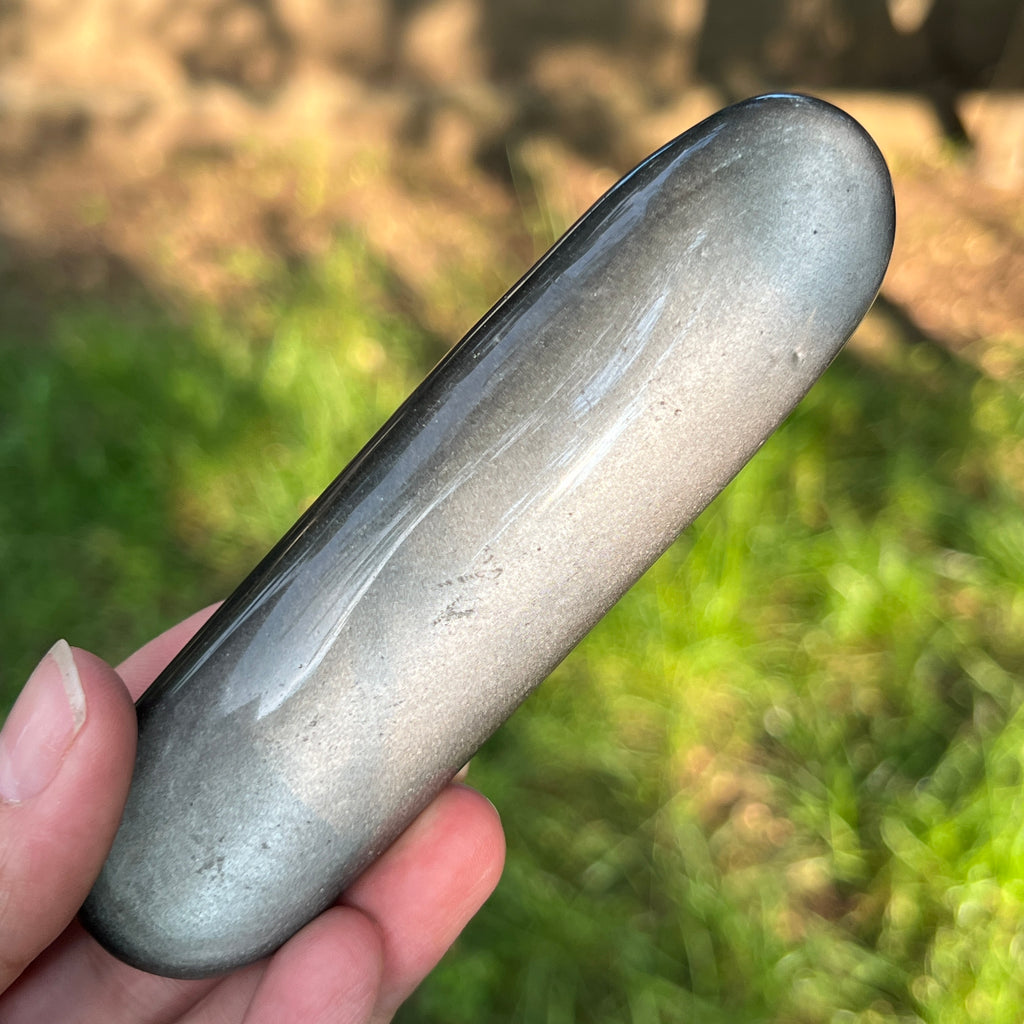 Obsidian argintiu palmstone model 12, pietre semipretioase - druzy.ro 2 