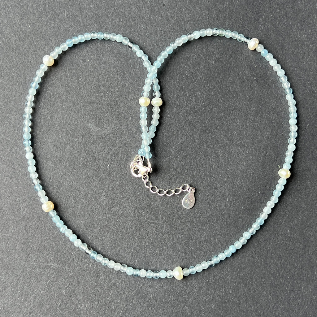Colier angelit si perle Celestia#42, pietre semipretioase - druzy.ro 3 