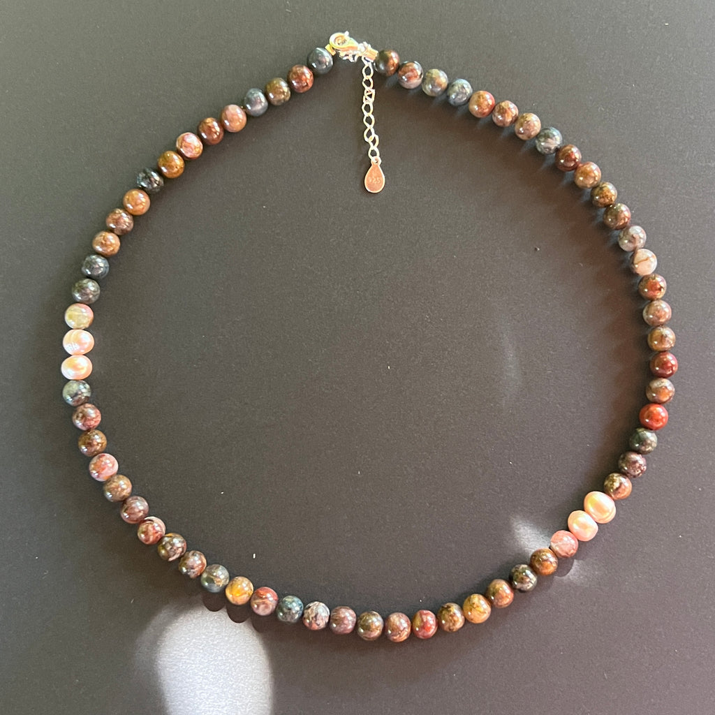 Colier pietersit și perle Sky #54, pietre semipretioase - druzy.ro 1 