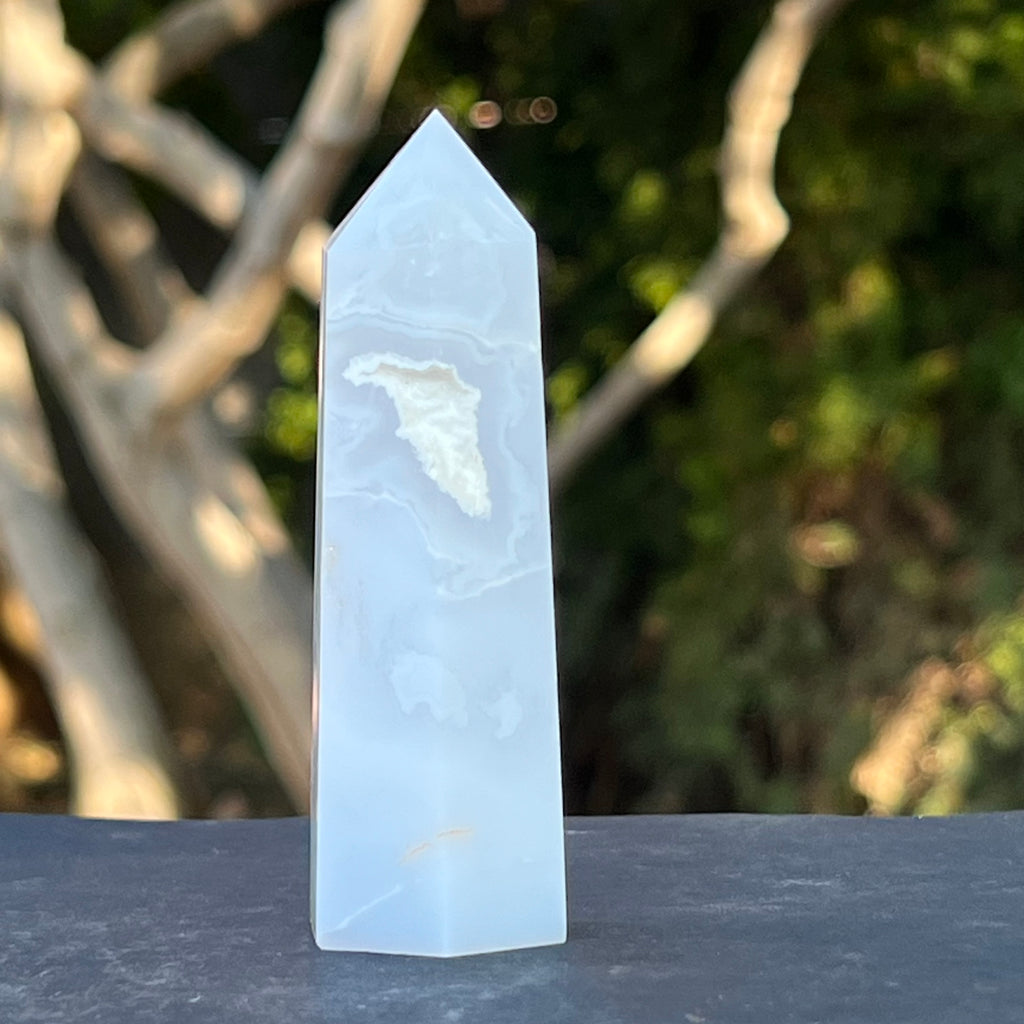 Obelisc calcedonie albastra model 1, druzy.ro, cristale 8