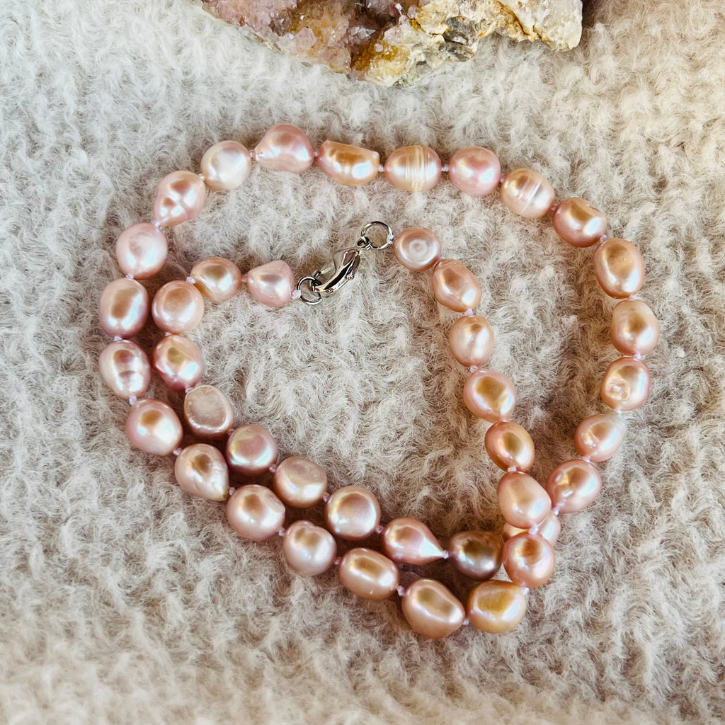 Colier perle roz, druzy.ro, cristale 2