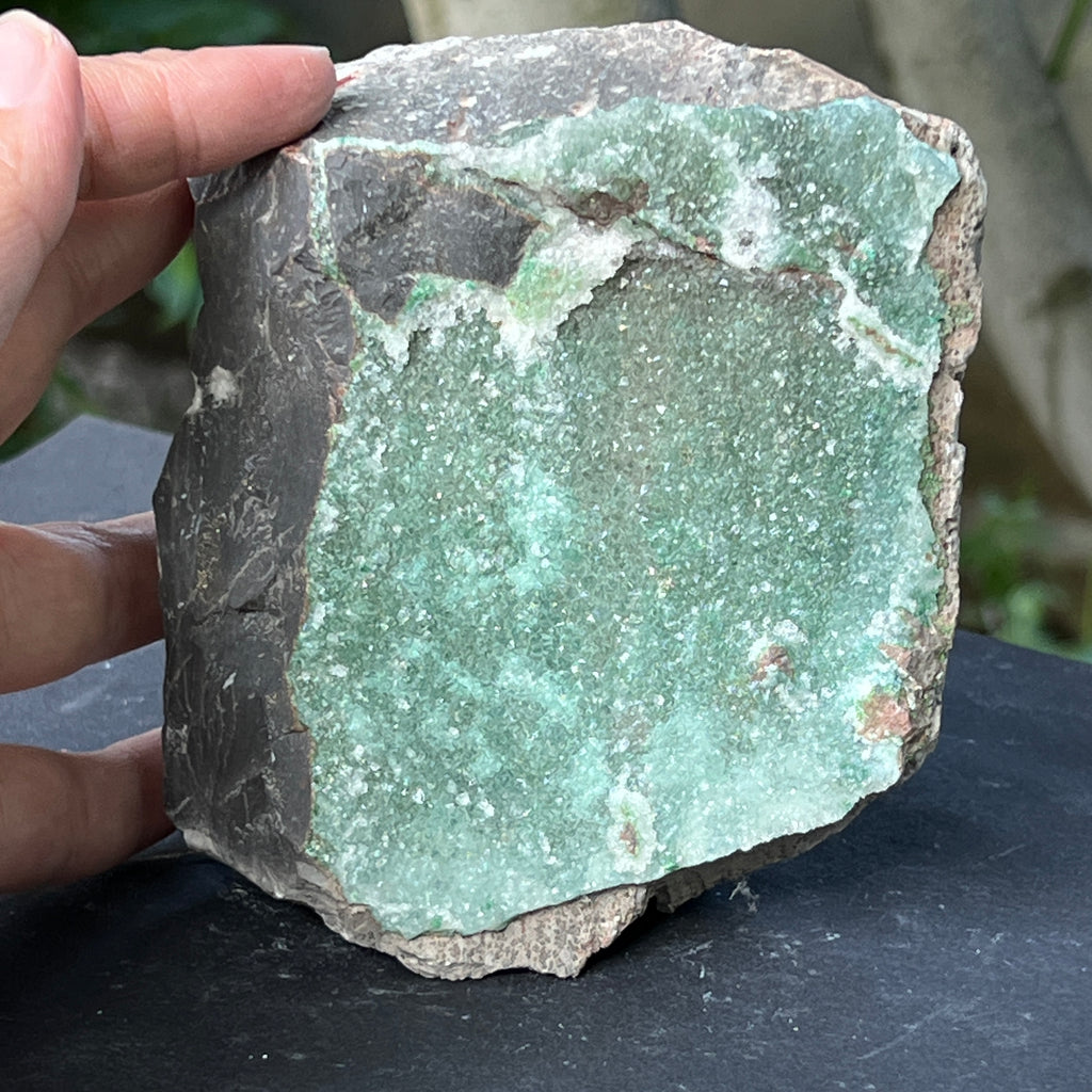 Cluster calcedonie cu crom albastru-verzuie din Zimbabwe | Model 4, pietre semipretioase - druzy.ro 1 