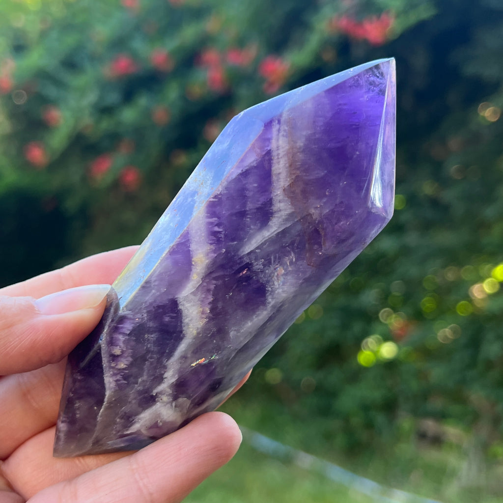 Dublu varf ametist chevron model L3, pietre semipretioase - druzy.ro 4 