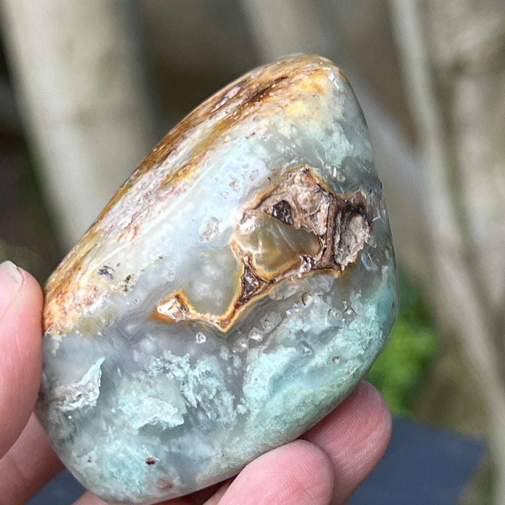 Palmstone calcedonie cu crom albastru-verzuie din Zimbabwe | Model 6, pietre semipretioase - druzy.ro 3 