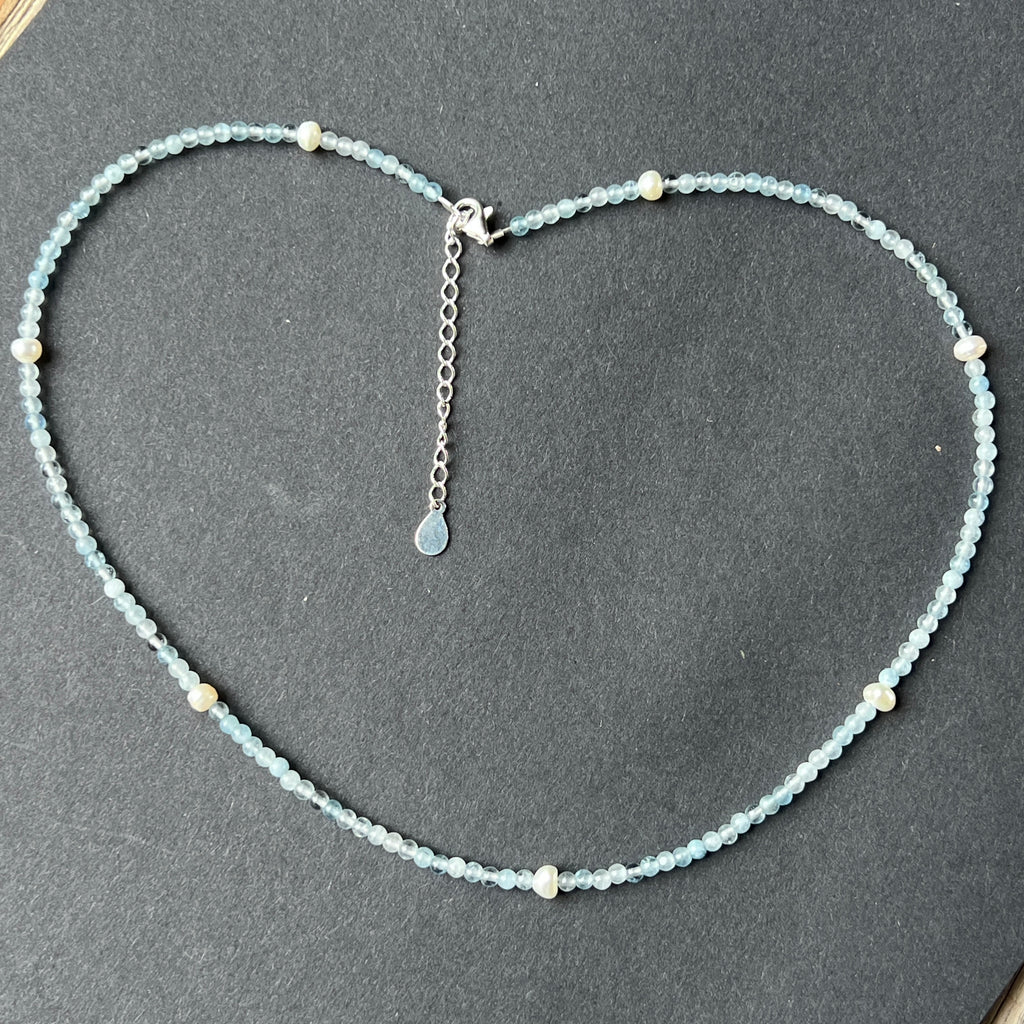 Colier angelit si perle Celestia#42, pietre semipretioase - druzy.ro 4 