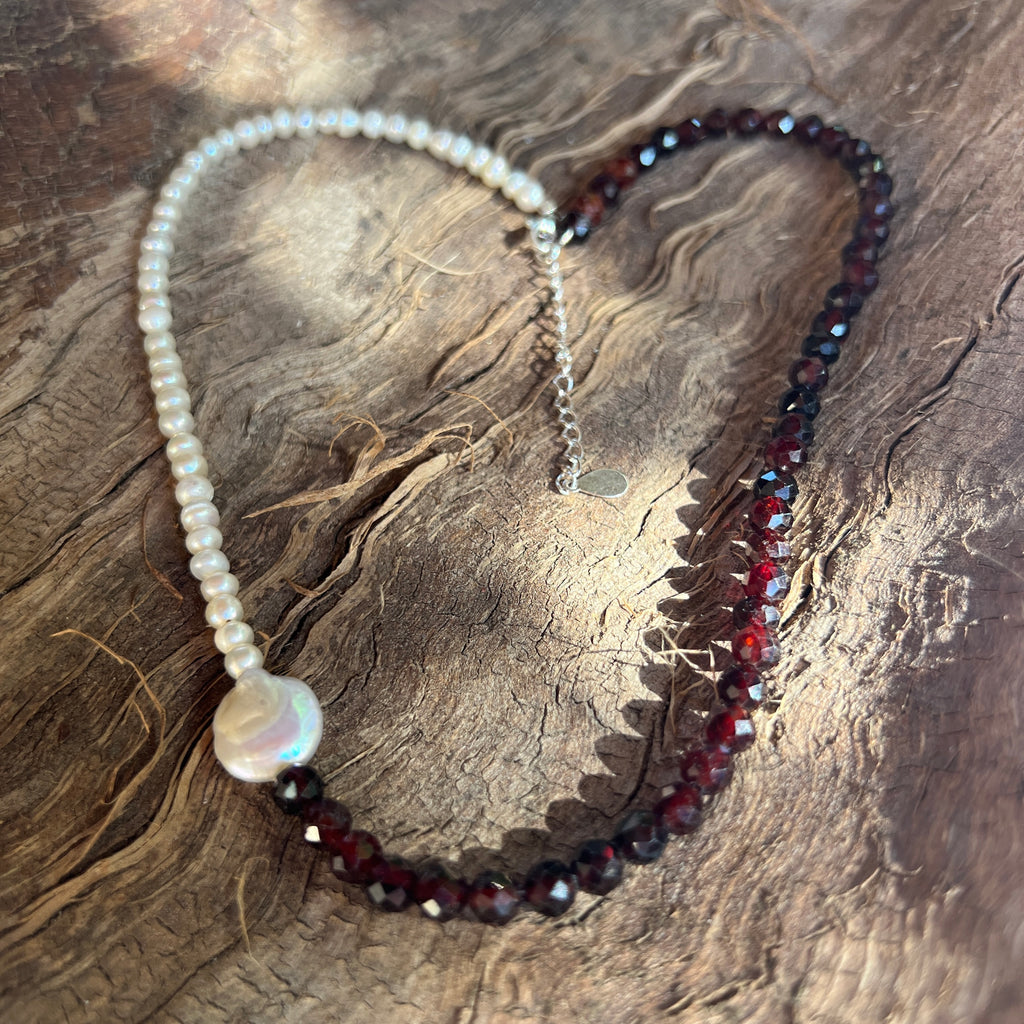 Colier granat si perle Rubia#8, pietre semipretioase - druzy.ro 3 