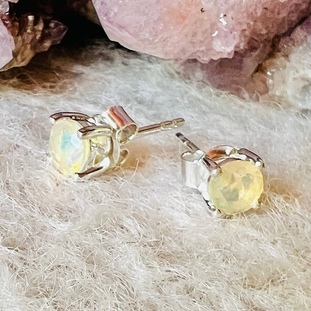 Cercei stud opal din argint 5 mm Round, druzy.ro, pietre semipretioase 2