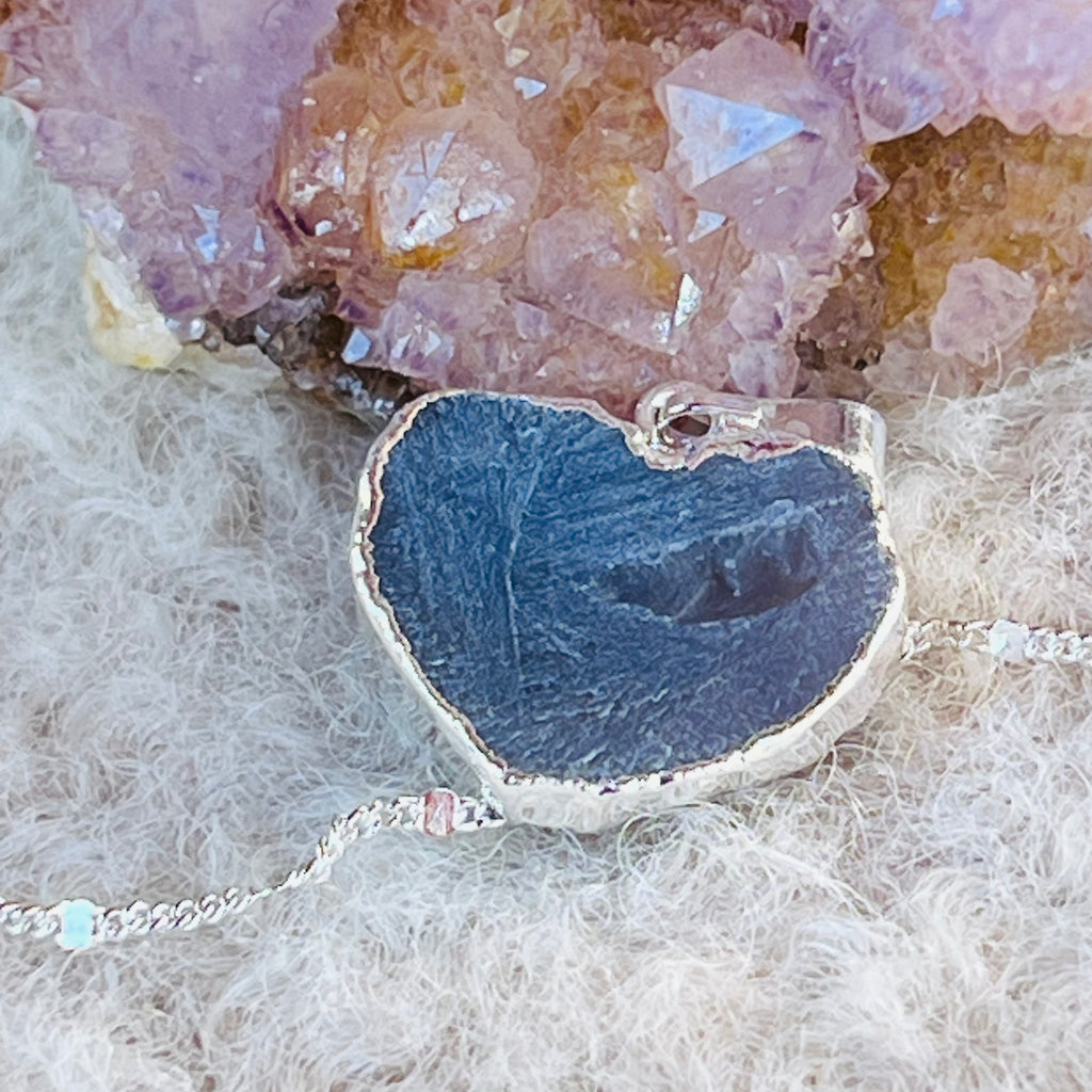 Pandantiv inima agat druzy placat cu argint din Brazilia model 3, druzy.ro, cristale 3