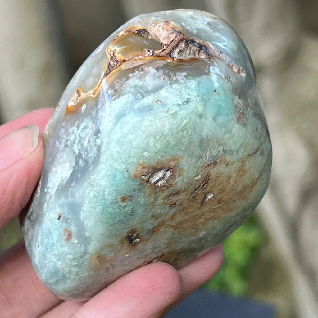 Palmstone calcedonie cu crom albastru-verzuie din Zimbabwe | Model 6, pietre semipretioase - druzy.ro 1 