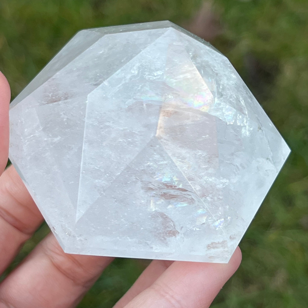 Cuart curcubeu forma diamant cristal de stanca/cuart incolor model 4A, druzy.ro, cristale 2