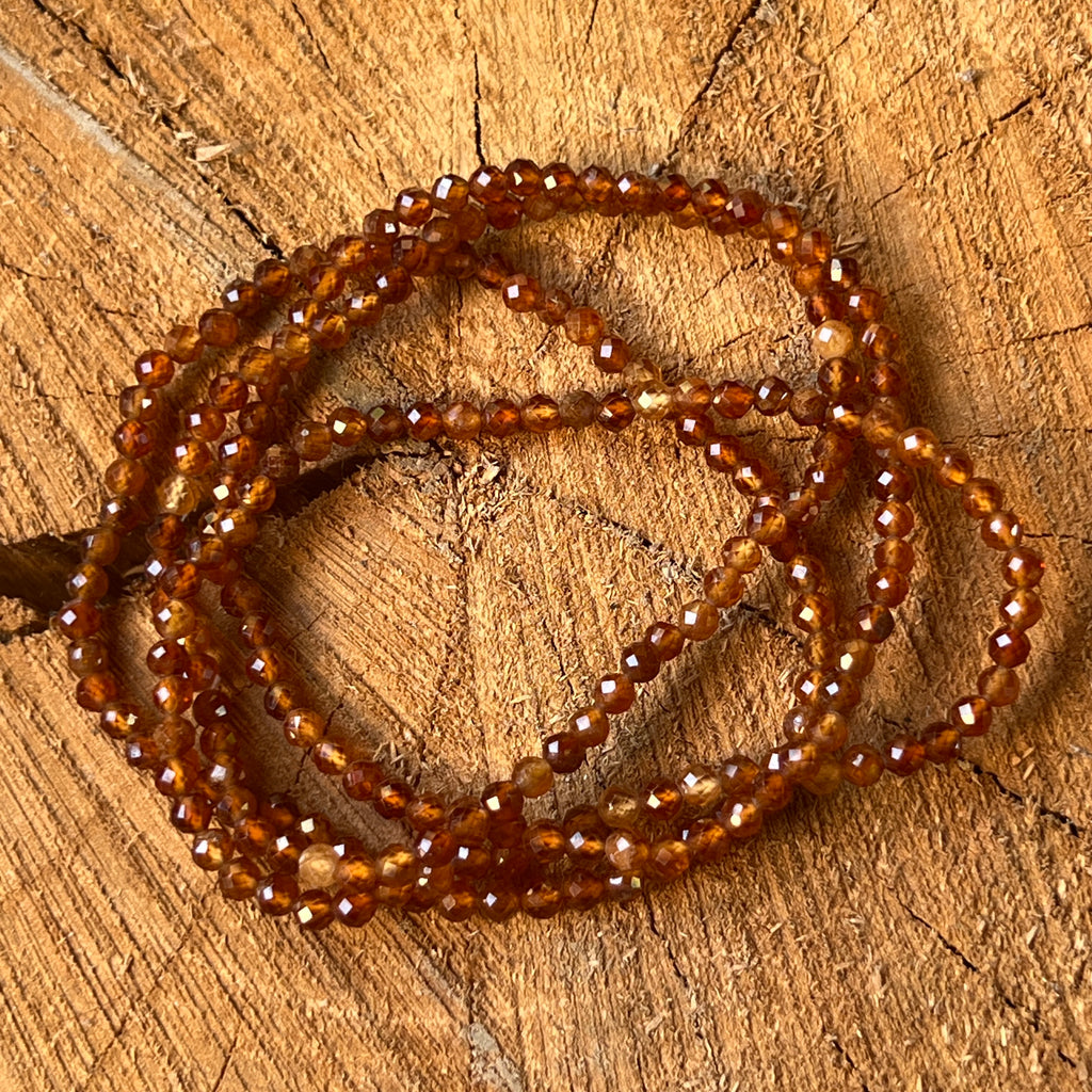 Bratara granat portocaliu fatetat 3 mm, pietre semipretioase - druzy.ro 3 