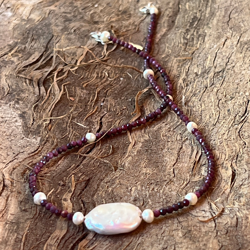 Colier perle si rubin Ruby#24, pietre semipretioase - druzy.ro 4 