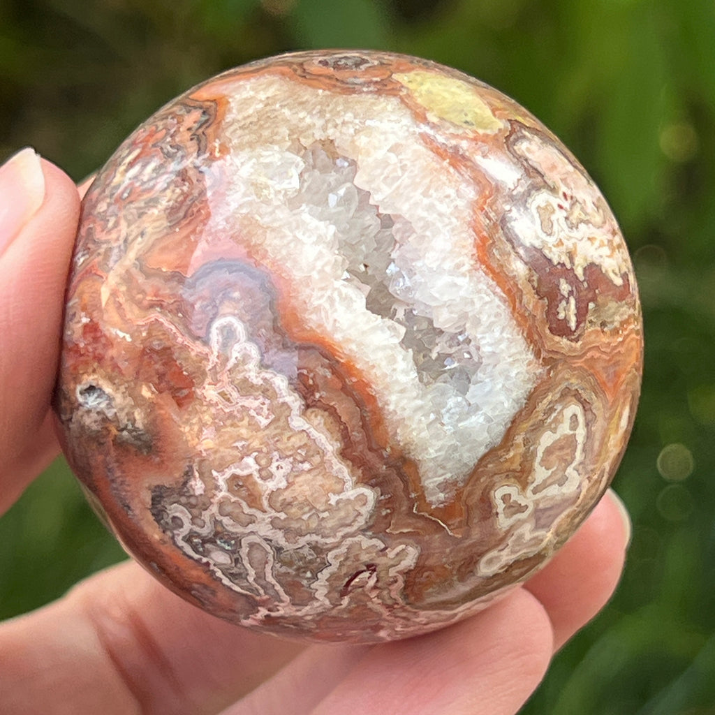 Sfera agat Crazy Lace model 1, pietre semipretioase - druzy.ro 15 