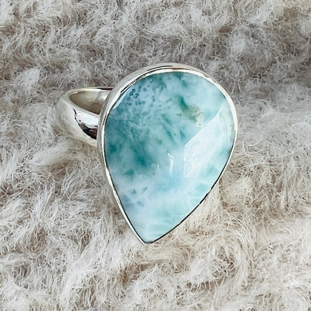 Inel ajustabil cu piatra larimar din argint model 6, pietre semipretioase - druzy.ro 3 