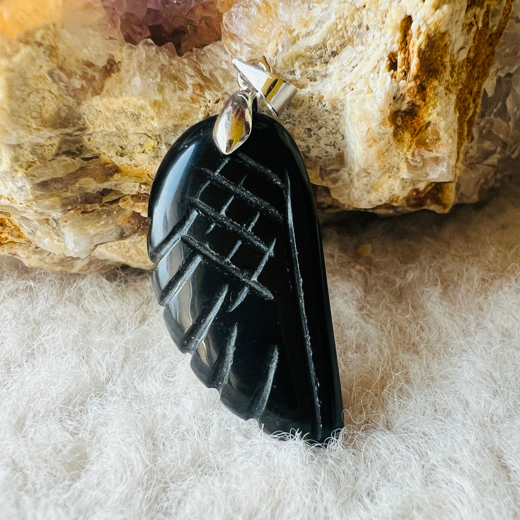 Pandantiv obsidian WING, pietre semipretioase - druzy.ro 1 