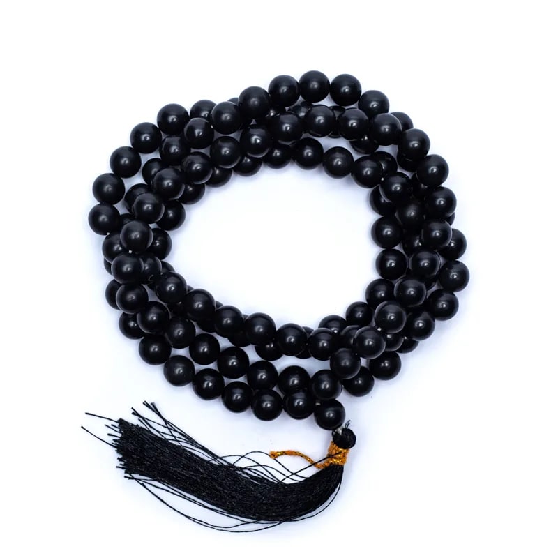 Colier Mala din agat negru – 108 mărgele naturale, pietre semipretioase - druzy.ro 2 