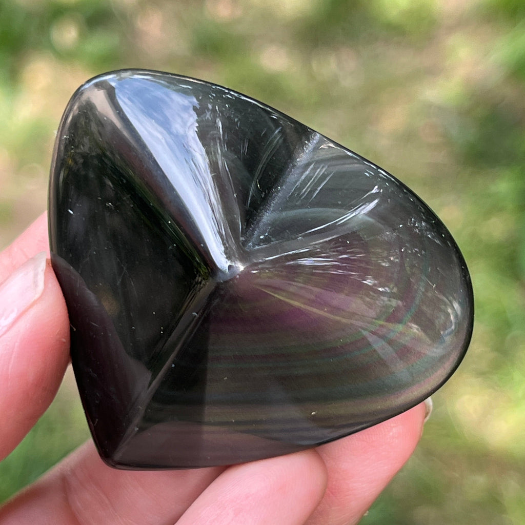 Obsidian curcubeu inima model 10, pietre semipretioase - druzy.ro 1 