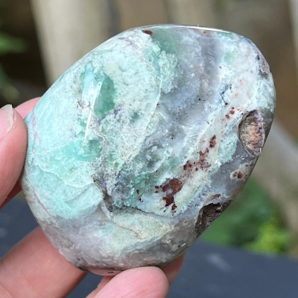 Palmstone calcedonie cu crom albastru-verzuie din Zimbabwe | Model 1, pietre semipretioase - druzy.ro 2 