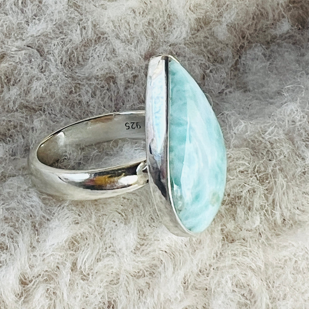 Inel ajustabil cu piatra larimar din argint model 6, pietre semipretioase - druzy.ro 4 