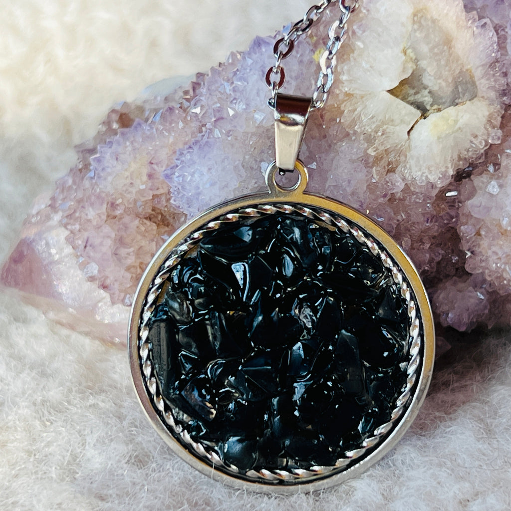 Colier Obsidian Sun, pietre semipretioase - druzy.ro 1 