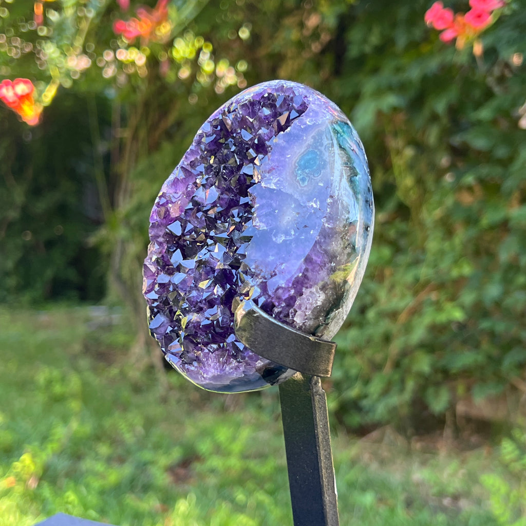 Ametist Uruguay AAA pe stand calitate +AAA, geoda ametist Urguay | Model 5, pietre semipretioase - druzy.ro 2 